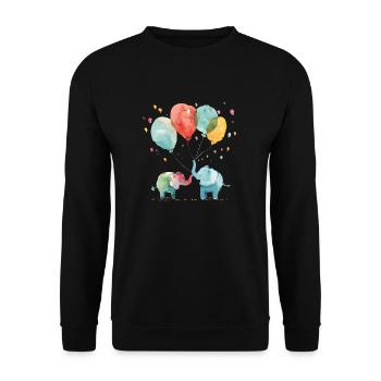 Deux éléphants avec des ballons colorés - Sweat-shirt Unisexe - noir - Devant - Alina (178cm) & Michal (187cm)