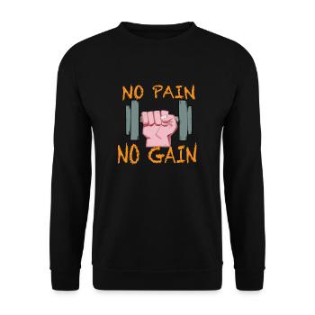 no pain no gain - Sweat-shirt Unisexe - noir - Devant - Alina (178cm) & Michal (187cm)