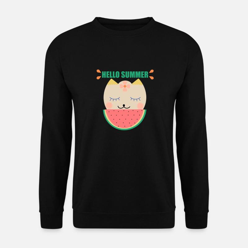 Sommer Katze und Wassermelone - Unisex Pullover - Schwarz
