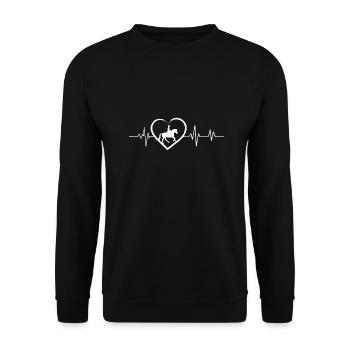 Herzschlag-Reiten - Unisex Pullover - Schwarz - Vorne - Alina (178cm) & Michal (187cm)