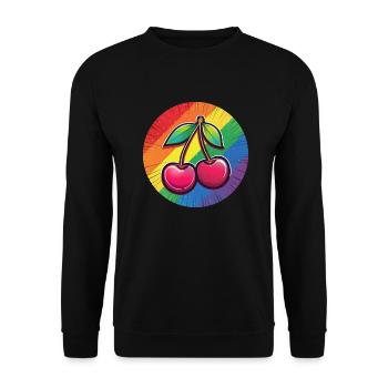 LGBTQ Kirsche - Unisex Pullover - Schwarz - Vorne - Alina (178cm) & Michal (187cm)