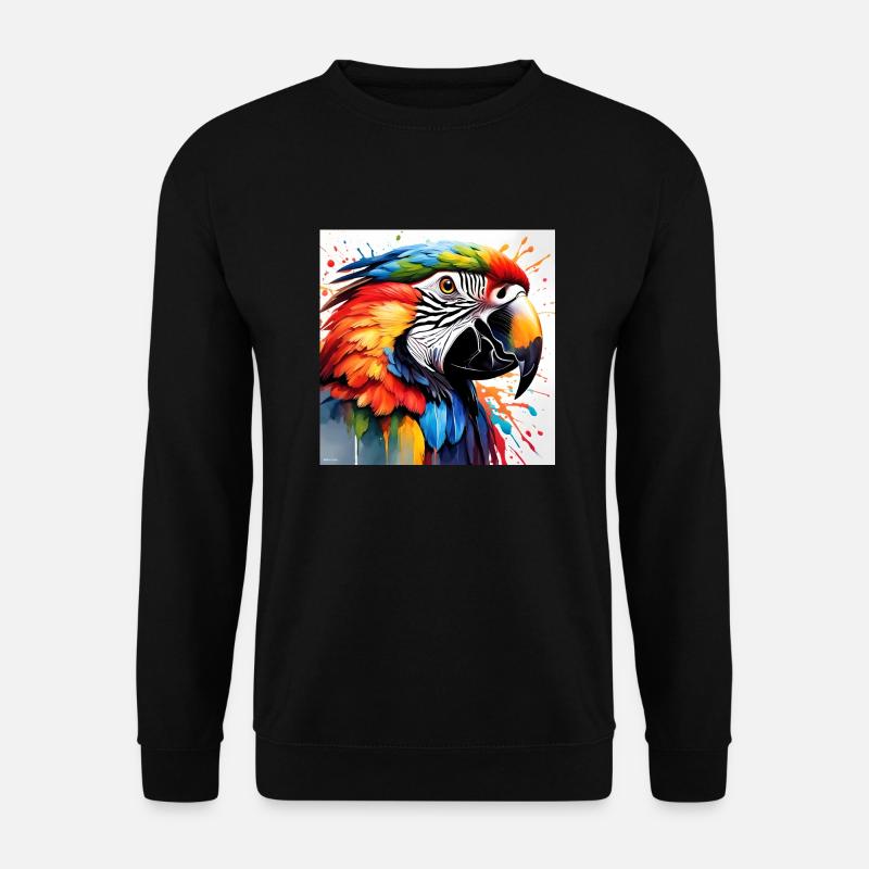 Papagei farbig - Unisex Pullover - Schwarz