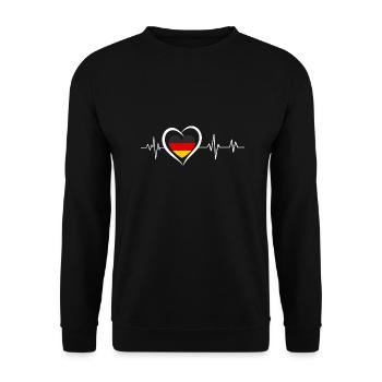 Germany heartbeat - Unisex Sweatshirt - black - Front - Alina (178cm) & Michal (187cm)