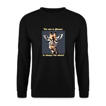 Wise Giraffe with Smart Glasses - Unisex Sweatshirt - black - Front - Alina (178cm) & Michal (187cm)