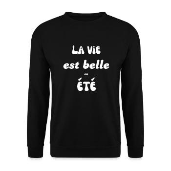 Im Sommer lässt es sich gut leben - Unisex Pullover - Schwarz - Vorne - Alina (178cm) & Michal (187cm)