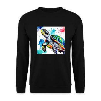 Schildkröte Farbig - Unisex Pullover - Schwarz - Vorne - Alina (178cm) & Michal (187cm)