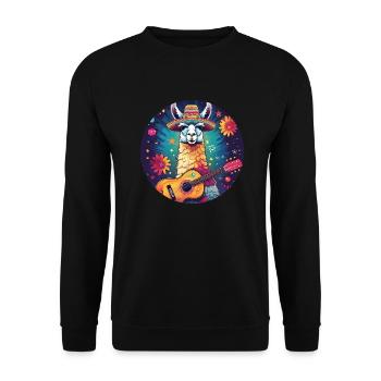 5 de Mayo Party Drinko de Mayo Lama and Guitar - Unisex Sweatshirt - black - Front - Alina (178cm) & Michal (187cm)