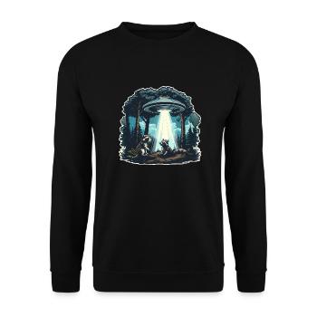 Raccoons and aliens - Unisex Sweatshirt - black - Front - Alina (178cm) & Michal (187cm)