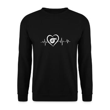 Turbo-Herzschlag - Unisex Pullover - Schwarz - Vorne - Alina (178cm) & Michal (187cm)