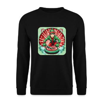 Weihnachtself Curling - Unisex Pullover - Schwarz - Vorne - Alina (178cm) & Michal (187cm)