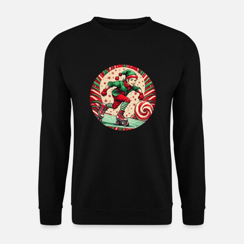Christmas elf inline skating - Unisex Sweatshirt - black