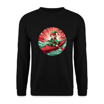 Weihnachtself-kajakfahren - Unisex Pullover - Schwarz - Vorne - Alina (178cm) & Michal (187cm)