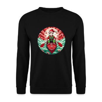 Weihnachtself Kajakfahren - Unisex Pullover - Schwarz - Vorne - Alina (178cm) & Michal (187cm)