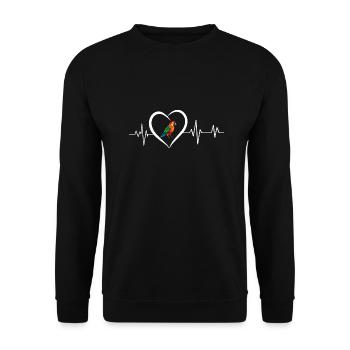 Papageien-Herzschlag - Unisex Pullover - Schwarz - Vorne - Alina (178cm) & Michal (187cm)