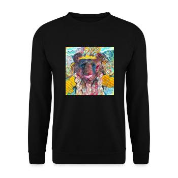 Kriegerischer Löwe - Unisex Pullover - Schwarz - Vorne - Alina (178cm) & Michal (187cm)