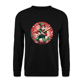Christmas Elf baseball - Unisex Sweatshirt - black - Front - Alina (178cm) & Michal (187cm)