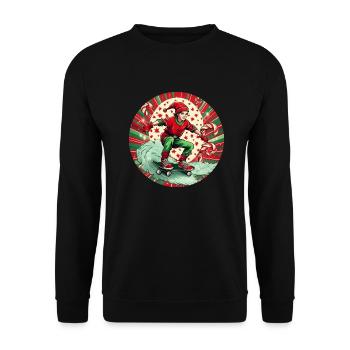 Christmas Elf Skateboarding - Unisex Sweatshirt - black - Front - Alina (178cm) & Michal (187cm)