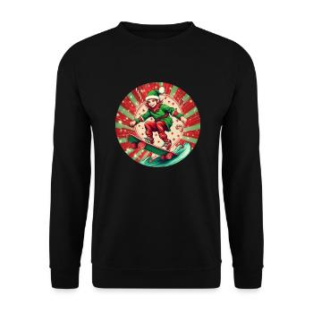 Christmas Elf Skateboarding - Unisex Sweatshirt - black - Front - Alina (178cm) & Michal (187cm)
