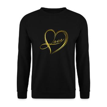 goldenes Herz - Unisex Pullover - Schwarz - Vorne - Alina (178cm) & Michal (187cm)