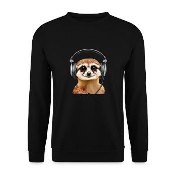 Meerkat with headset (realistic) - Unisex Sweatshirt - black - Front - Alina (178cm) & Michal (187cm)