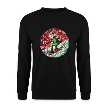 Christmas Elf Skiing - Unisex Sweatshirt - black - Front - Alina (178cm) & Michal (187cm)