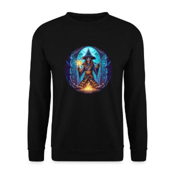 Gruseliges Halloween-partykostüm Hexendoktor - Unisex Sweatshirt - black - Front - Alina (178cm) & Michal (187cm)