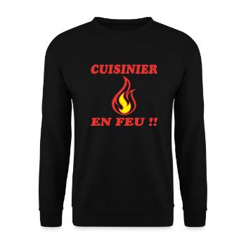 CUISINIER EN FEU !!! - Sweat-shirt Unisexe - noir - Devant - Alina (178cm) & Michal (187cm)