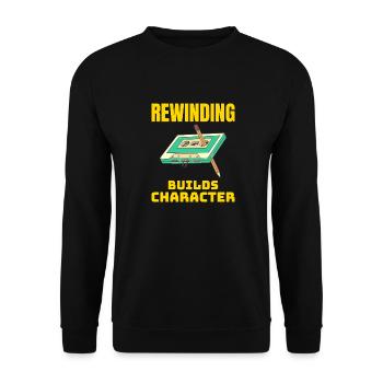 Cassette Tape Rewinding 80s Nostalgia Retro 1980s - Unisex Sweatshirt - black - Front - Alina (178cm) & Michal (187cm)