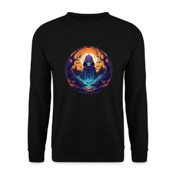 Gruseliges Halloween-party-kostüm Skelett - Sweat-shirt Unisexe - noir - Devant - Alina (178cm) & Michal (187cm)