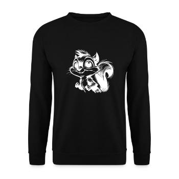 Squirrel Portrait Children Pencil Sketch - Unisex Sweatshirt - black - Front - Alina (178cm) & Michal (187cm)