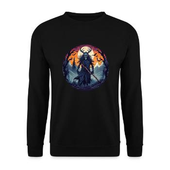 Gruseliges Halloween-partykostüm Waldhexe - Unisex Pullover - Schwarz - Vorne - Alina (178cm) & Michal (187cm)