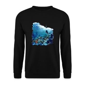 Faszination Tauchen mit Flasche - Unisex Pullover - Schwarz - Vorne - Alina (178cm) & Michal (187cm)