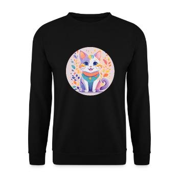 Chat heureux - Sweat-shirt Unisexe - noir - Devant - Alina (178cm) & Michal (187cm)