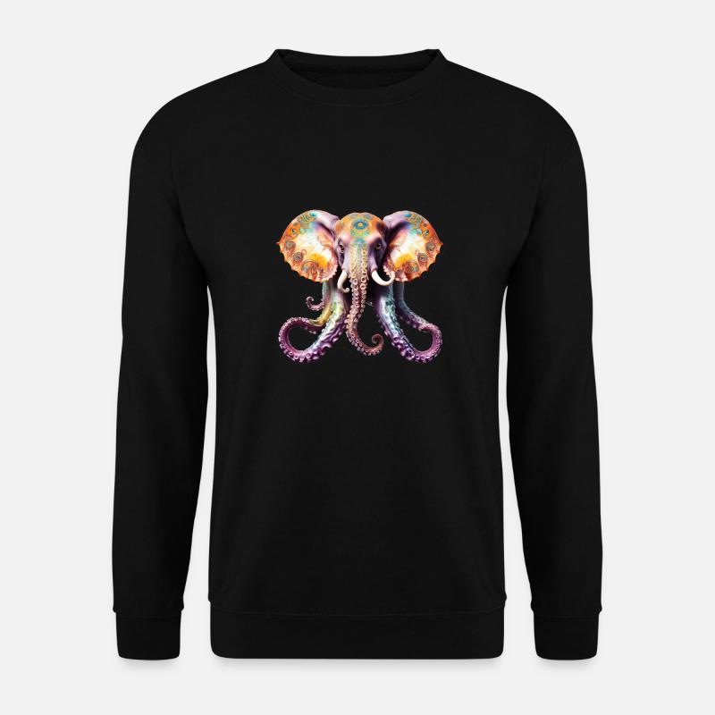 Psychedelic Goa Elephant Octopus - Unisex Sweatshirt - black