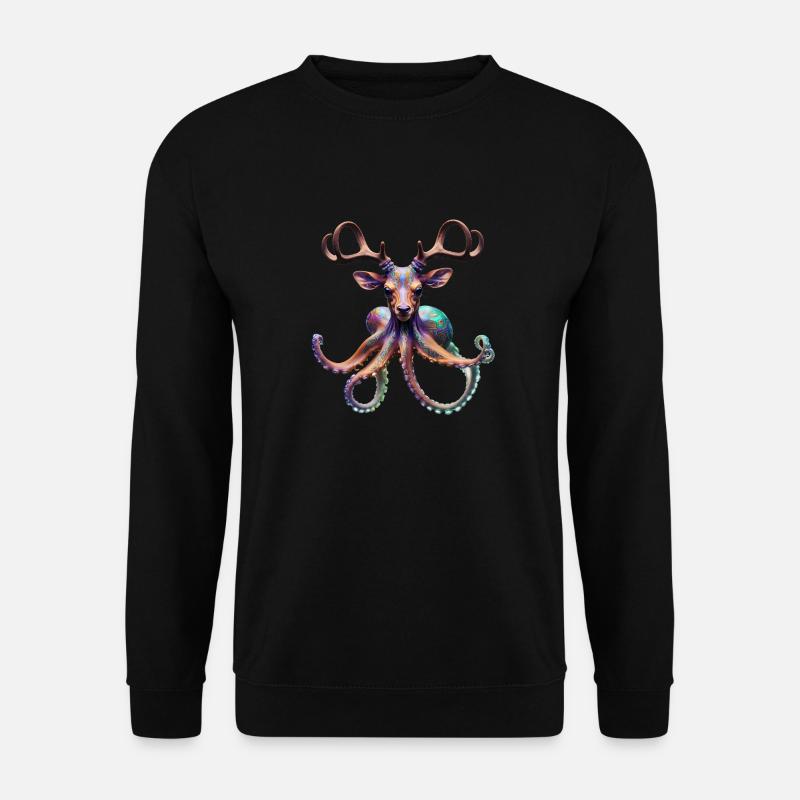 Psychedelic Deer Octopus with Antlers - Unisex Sweatshirt - black