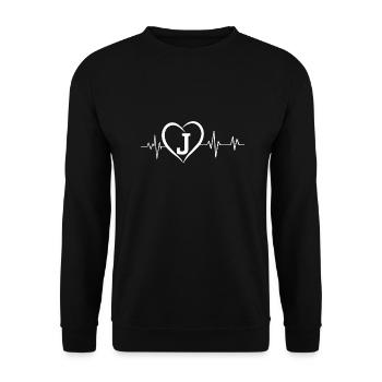 heartbeat letter j - Unisex Sweatshirt - black - Front - Alina (178cm) & Michal (187cm)