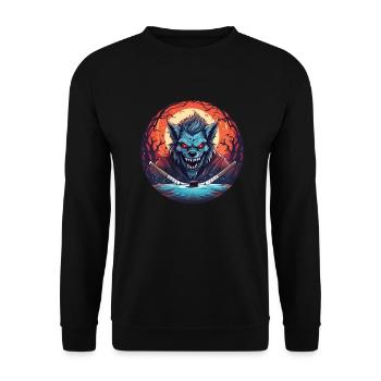 Creepy Halloween Party Costume Werewolf Field - Unisex Sweatshirt - black - Front - Alina (178cm) & Michal (187cm)