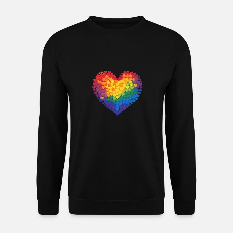 Regenbogenherzen im Herzen - Unisex Pullover - Schwarz