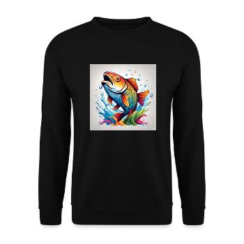 Trout Fish Colored - Unisex Sweatshirt - black - Front - Alina (178cm) & Michal (187cm)