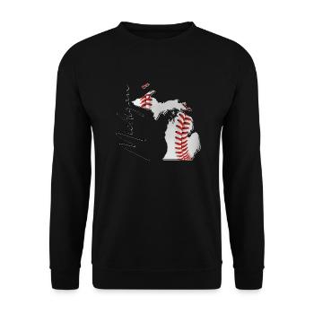Michigan (United States) | real baseball | Map Scpt - Unisex Sweatshirt - black - Front - Alina (178cm) & Michal (187cm)