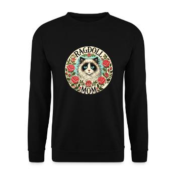 Ragdoll Katze Mama - Unisex Pullover - Schwarz - Vorne - Alina (178cm) & Michal (187cm)