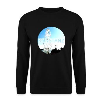 Konstanz Imperia Wahrzeichen Wasserbrunnen rund - Unisex Pullover - Schwarz - Vorne - Alina (178cm) & Michal (187cm)