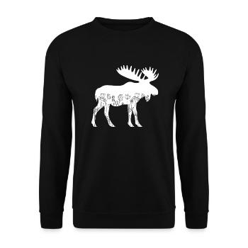 Cute Moose Lover Animal Flowers Floral - Unisex Sweatshirt - black - Front - Alina (178cm) & Michal (187cm)