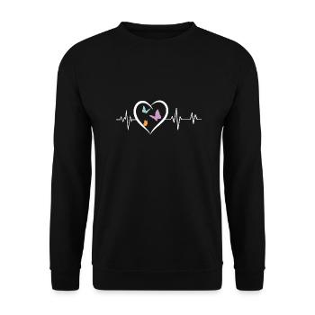 battement de cœur papillons - Sweat-shirt Unisexe - noir - Devant - Alina (178cm) & Michal (187cm)