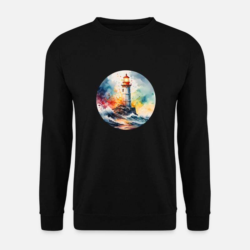 Leuchtturm Runder Batch - Unisex Pullover - Schwarz