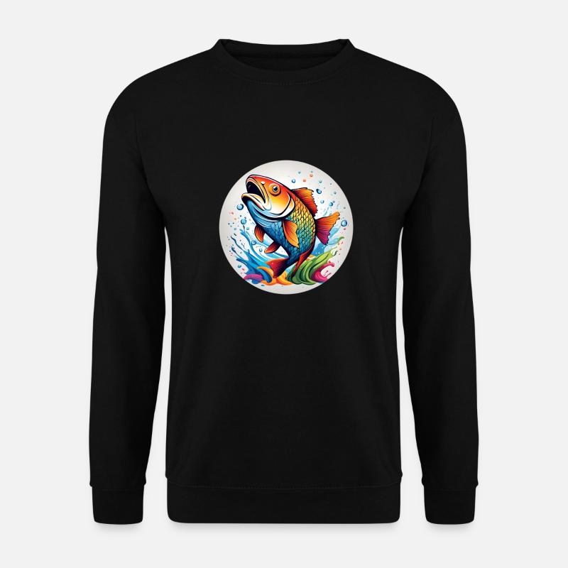 Fish Round Batch - Unisex Sweatshirt - black