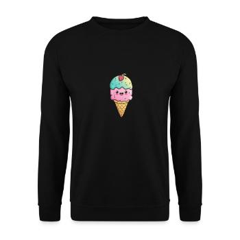 Eiscreme mit Gesicht - Unisex Pullover - Schwarz - Vorne - Alina (178cm) & Michal (187cm)