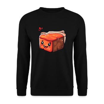 Bacon kawaii sucré au visage souriant - Sweat-shirt Unisexe - noir - Devant - Alina (178cm) & Michal (187cm)