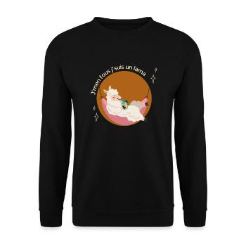 J'men fous j'suis un lama - Sweat-shirt Unisexe - noir - Devant - Alina (178cm) & Michal (187cm)