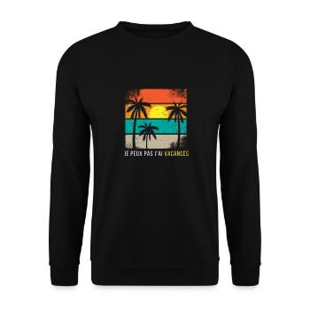 Ich kann nicht Urlaub machen - Unisex Pullover - Schwarz - Vorne - Alina (178cm) & Michal (187cm)